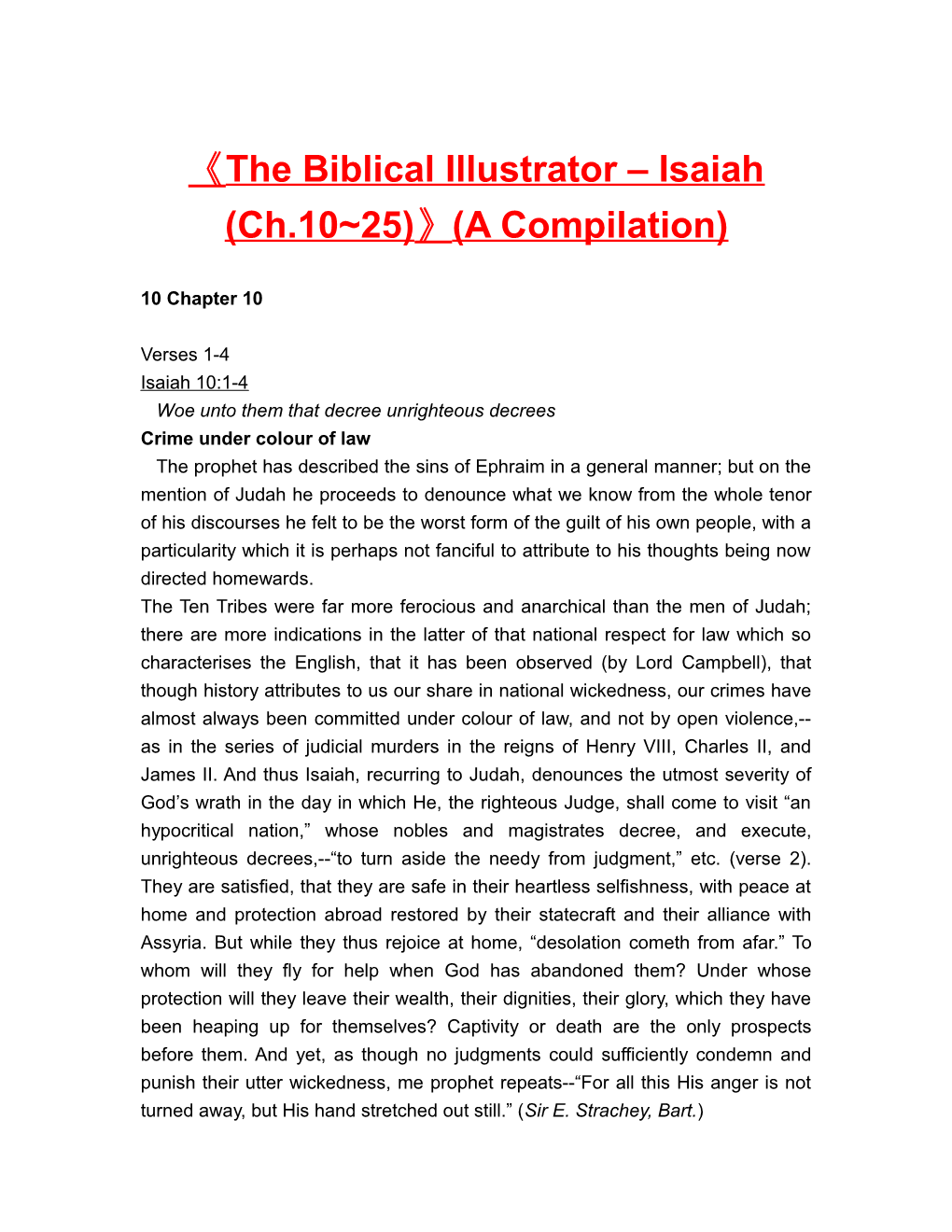 The Biblical Illustrator Isaiah (Ch.10 25) (A Compilation)