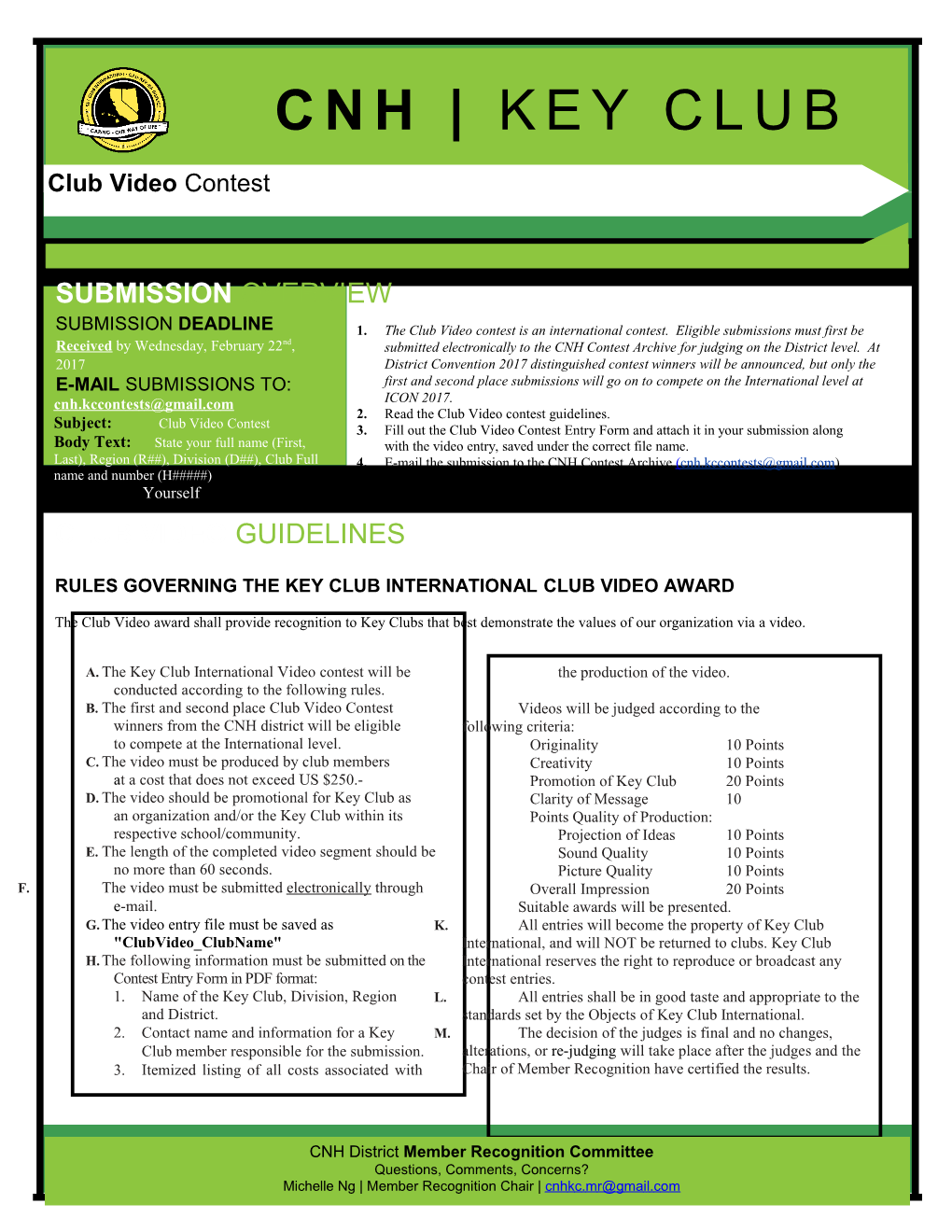 Subject: Club Videocontest