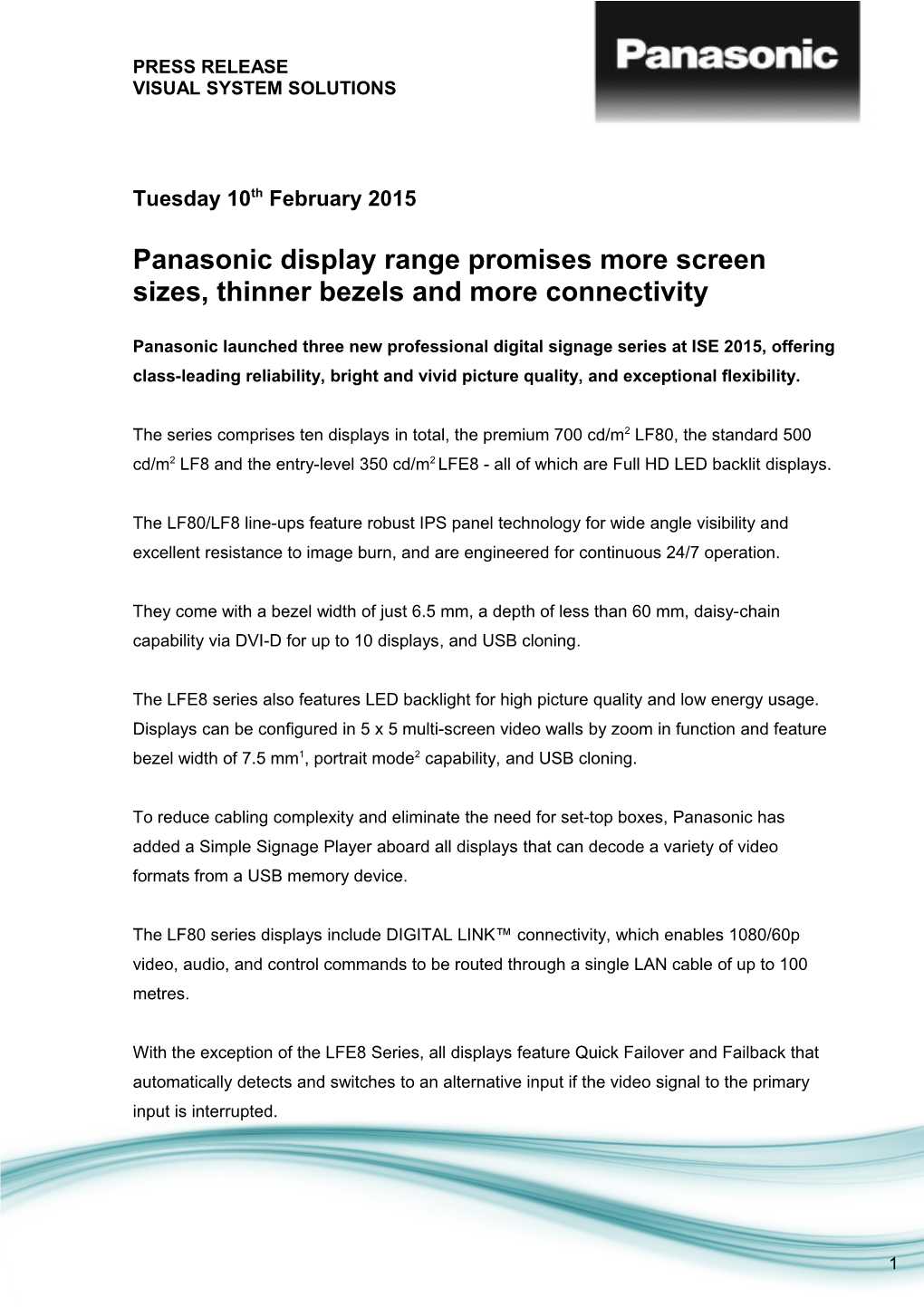 Panasonic Display Range Promises More Screen Sizes, Thinner Bezels and More Connectivity
