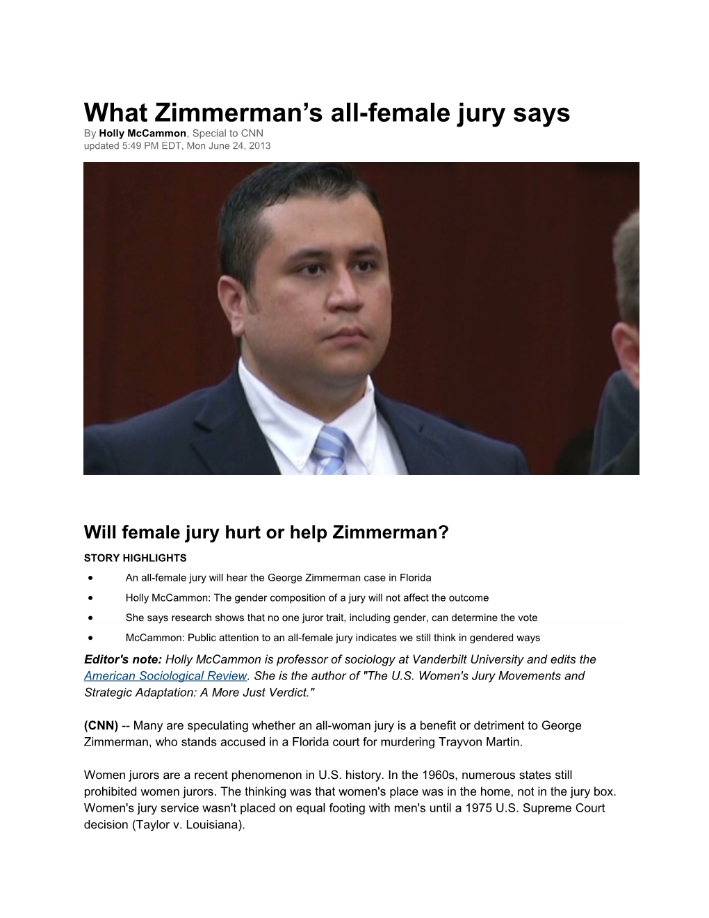 What Zimmerman S All-Female Jury Says