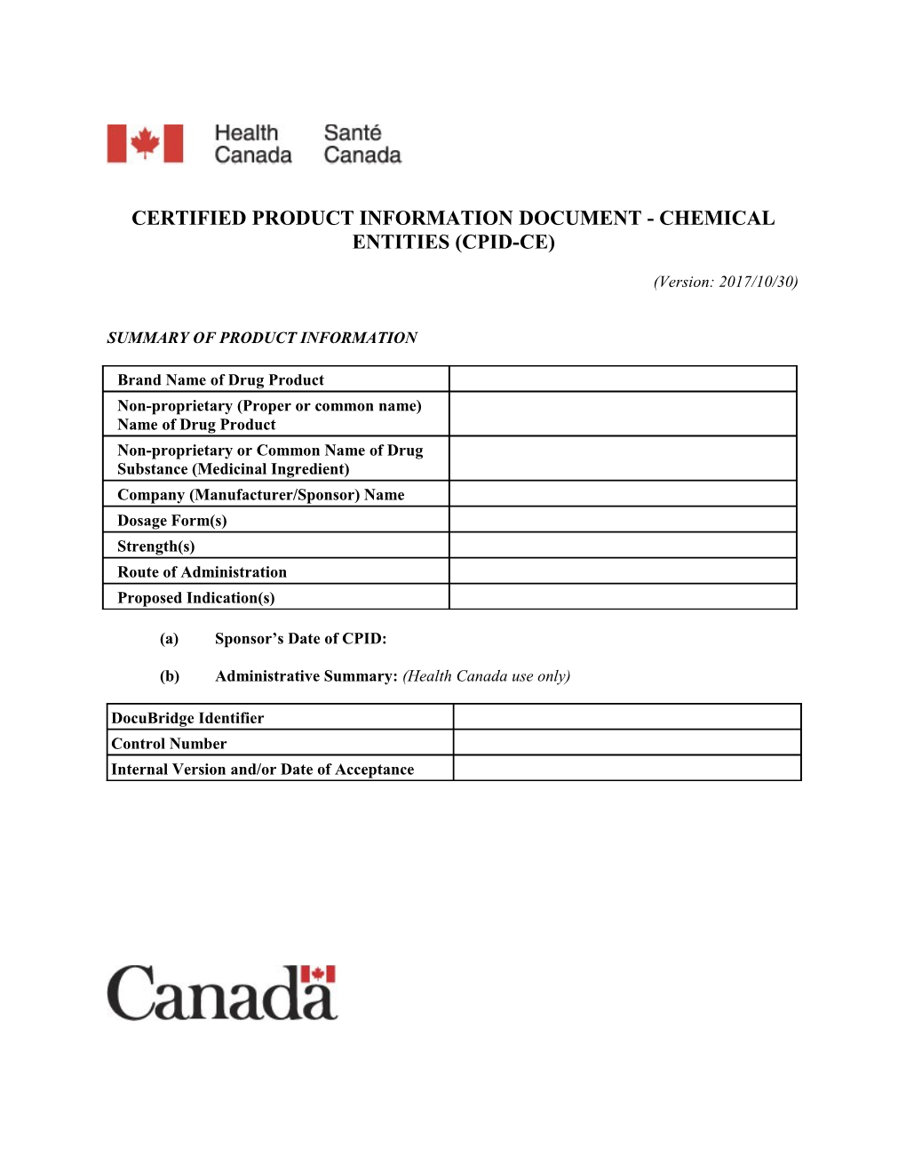 Certified Product Information Document - Chemical Entities(Cpid-Ce)