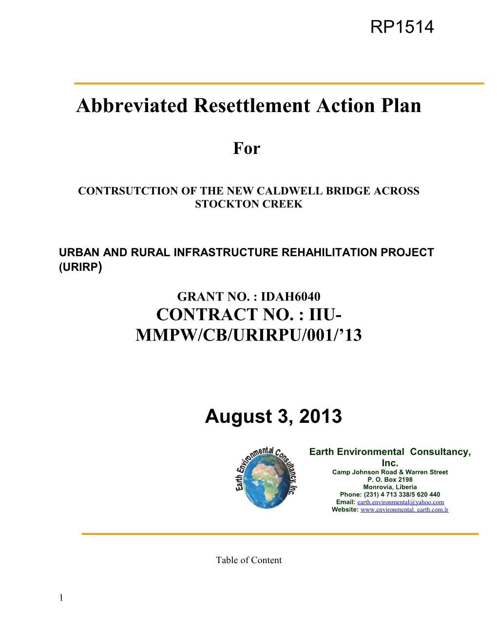 Abbreviated Resettlement Action Plan