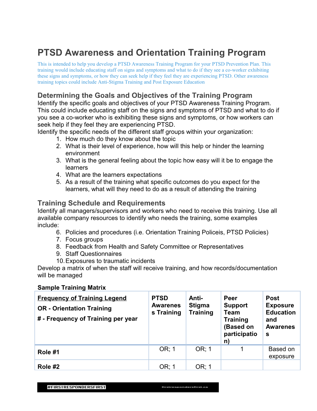 PTSD Awareness and Orientation Training Program