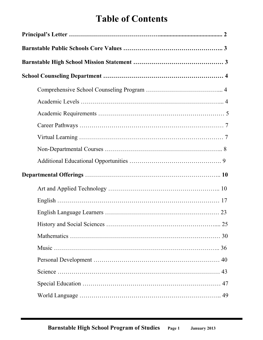 Barnstable Public Schools Core Values 3