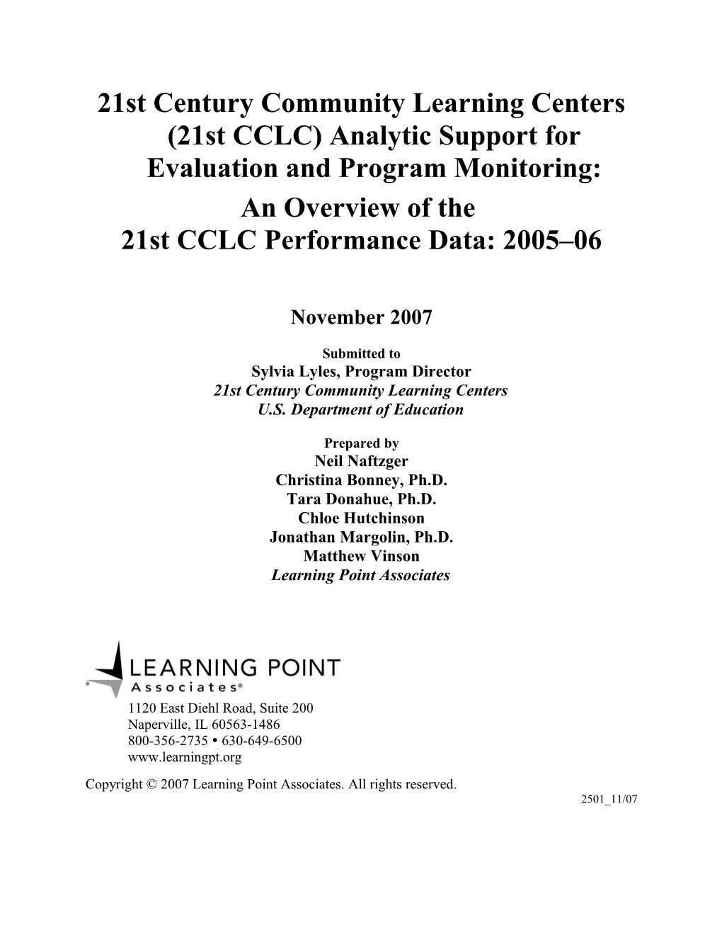 21St Century Community Learning Centers, Overview of Performance Data: 2005-06 (MS Word)