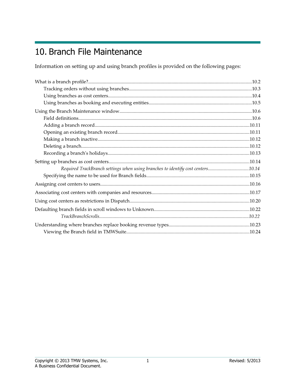 Branch File Maintenance