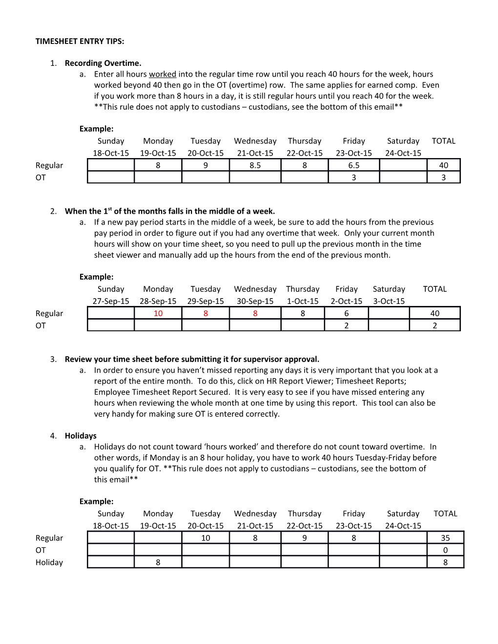 Timesheet Entry Tips