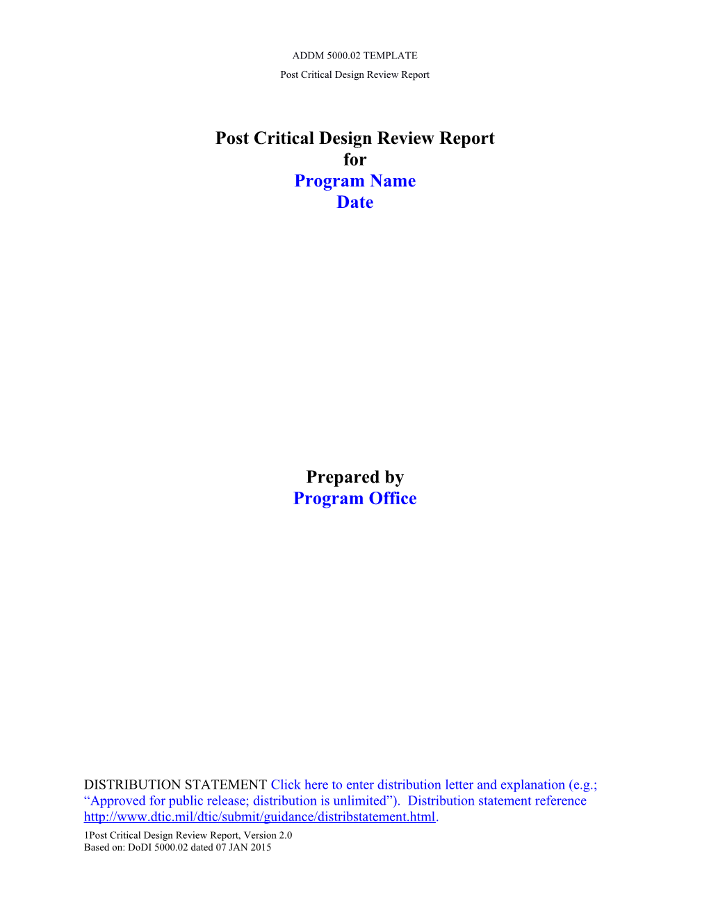 Post-CDR Report ADDM Template V 2.0