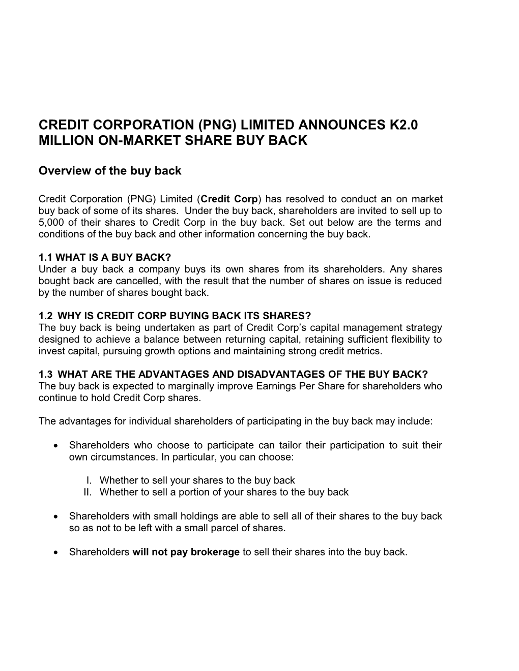 Credit Corporation (Png) Limited