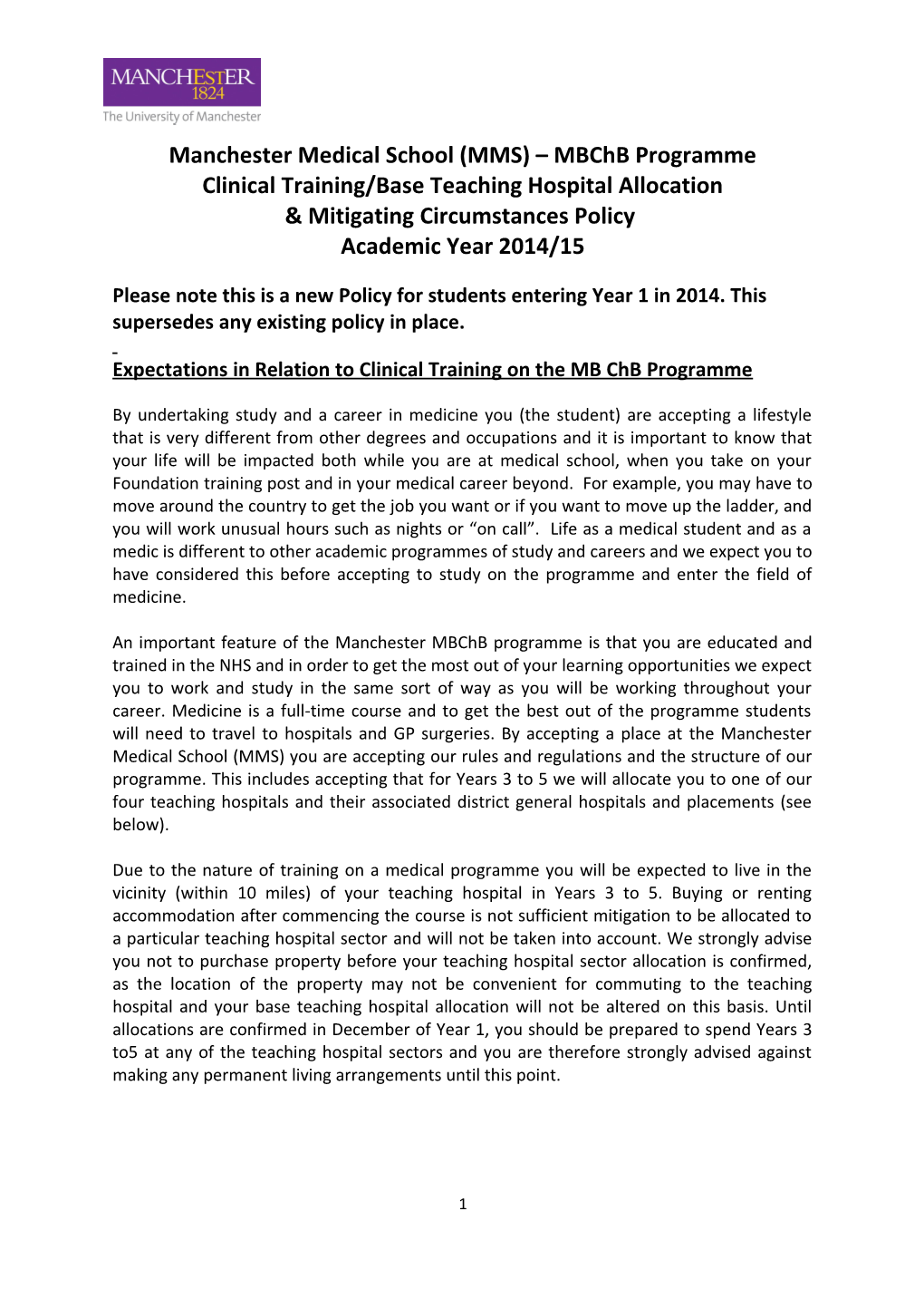 Manchester Medical School (MMS) Mbchb Programme