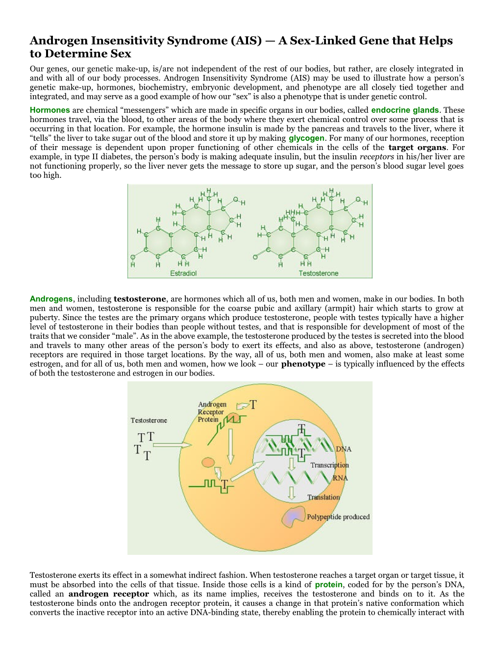 Androgen Insensitivity Syndrome (AIS) a Sex-Linked Gene That Helps to Determine Sex