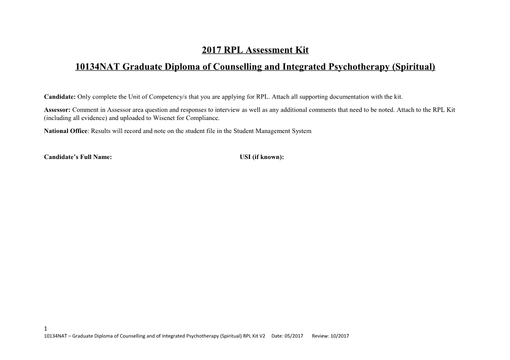 10134NAT Graduate Diploma of Counselling and Integrated Psychotherapy (Spiritual)
