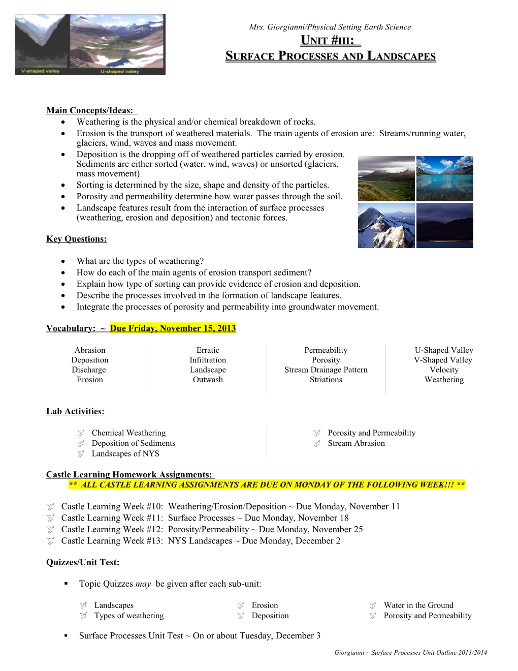 Surface Processes and Landscapes