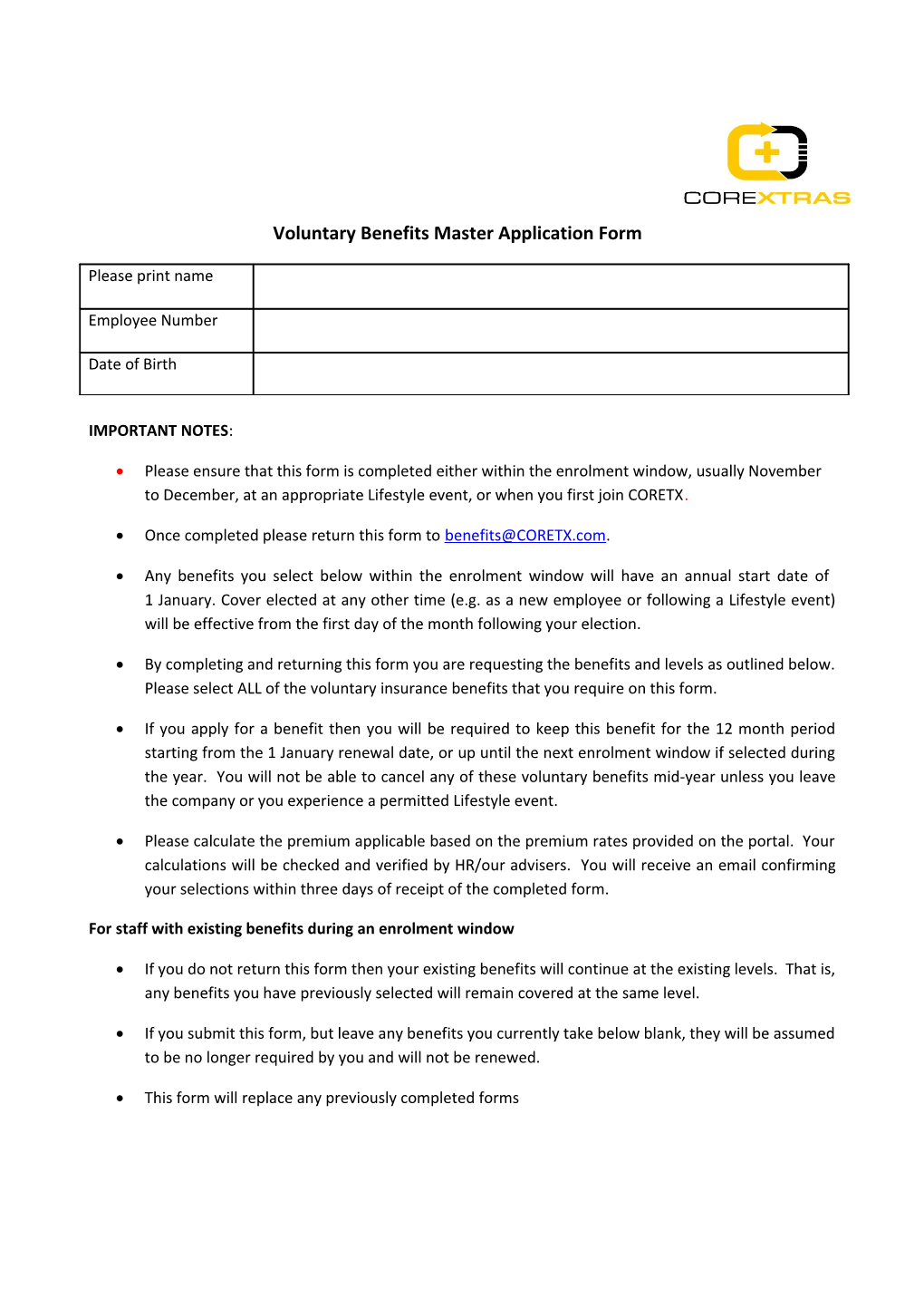 Voluntary Benefits Master Application Form