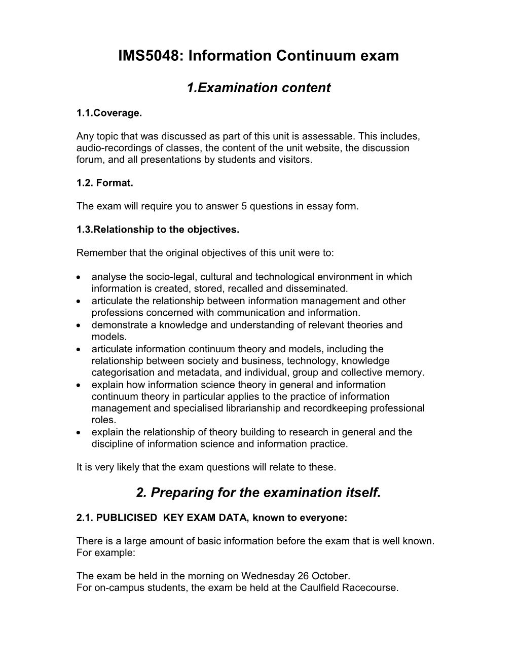 IMS5048: Information Continuum Exam