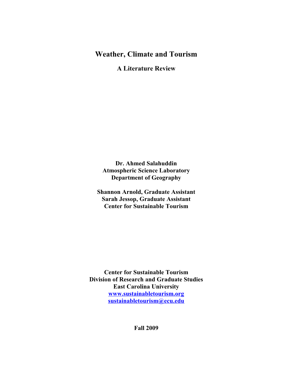 Weather, Climate and Tourism