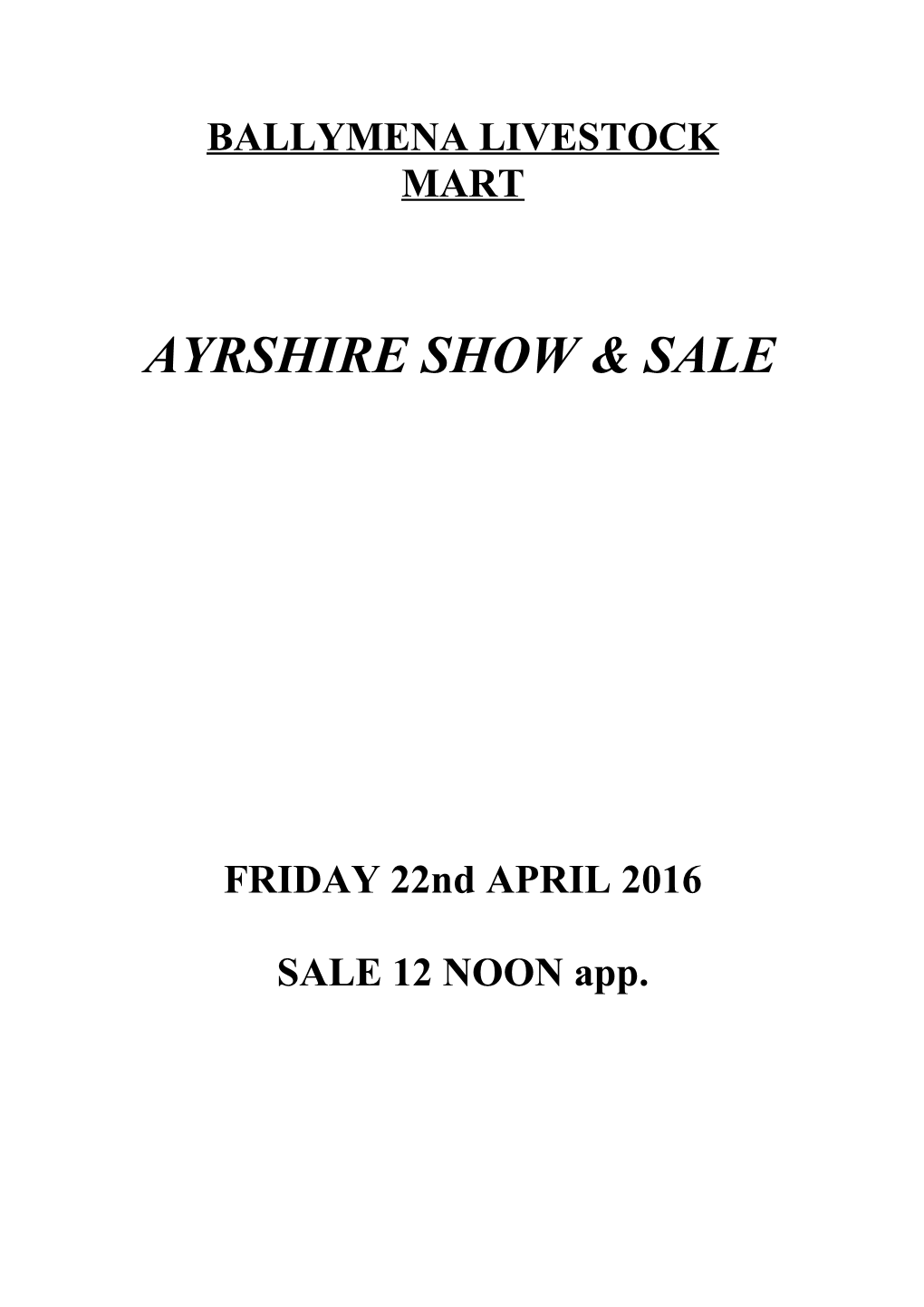 Ayrshire Show & Sale