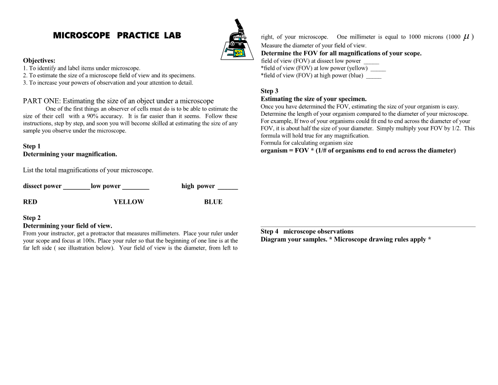 1. to Identify and Label Items Under Microscope