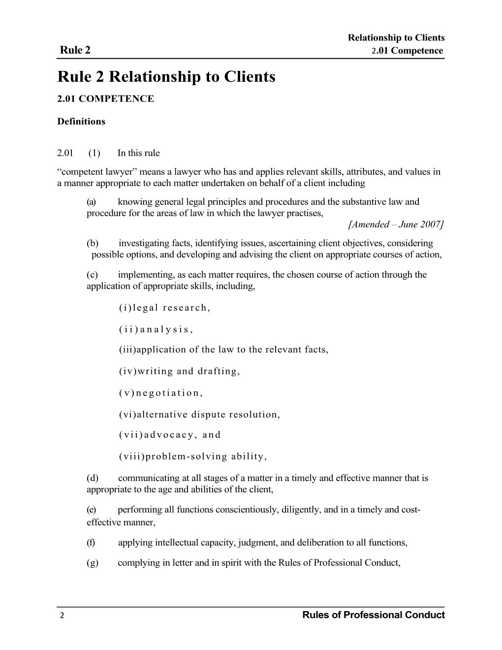 Rule 2 Relationship to Clients