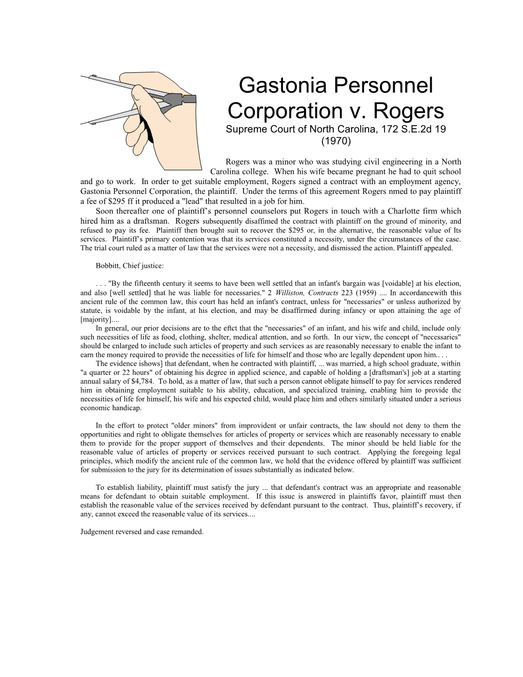 Gastonia Personnel Corporation V. Rogers