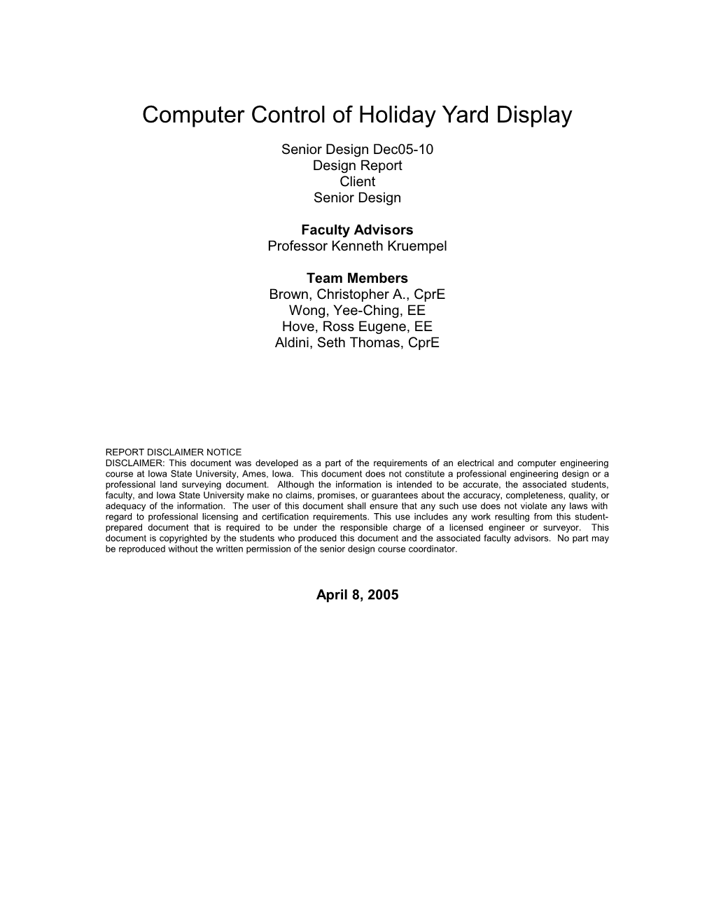 Computer Control of Holiday Yard Display