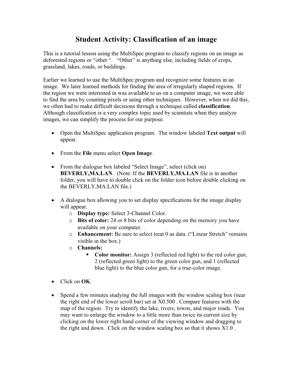 Student Activity: Classification of an Image