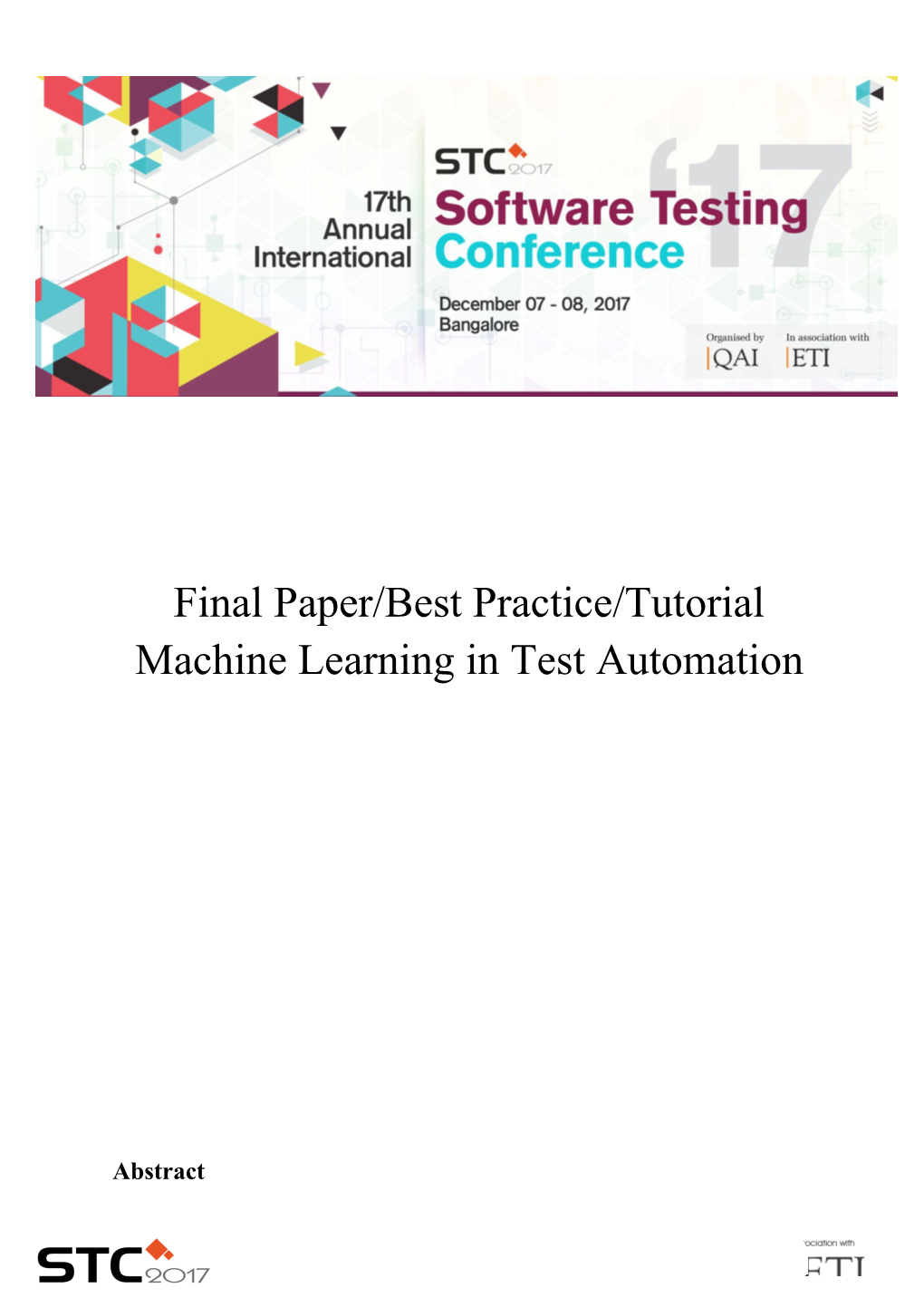 Final Paper/Best Practice/Tutorial Machine Learning in Test Automation