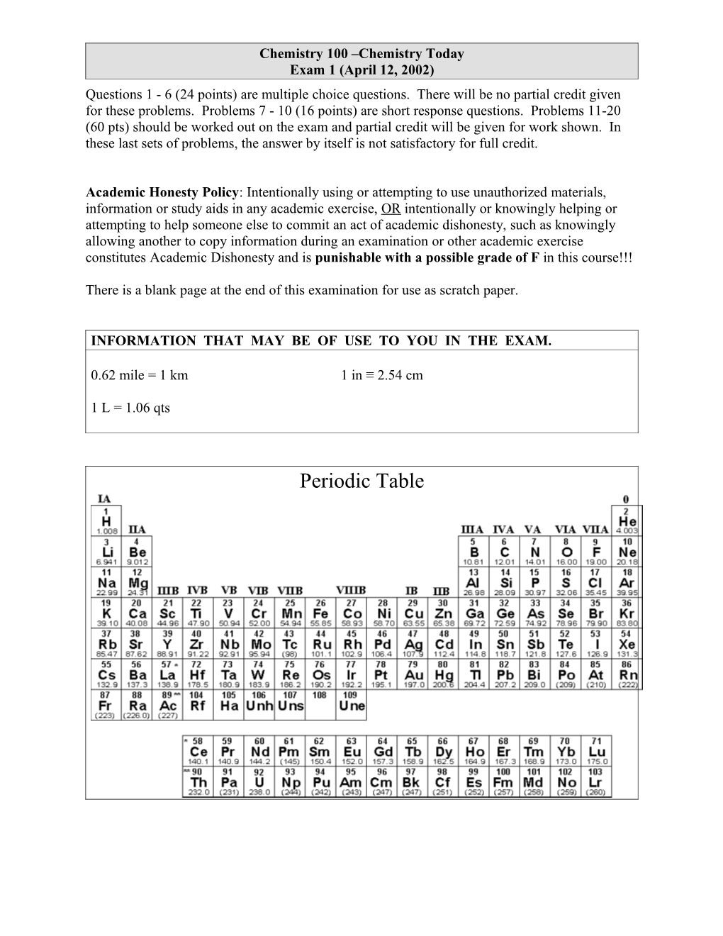 Chemistry 220 Organic Chemistry I