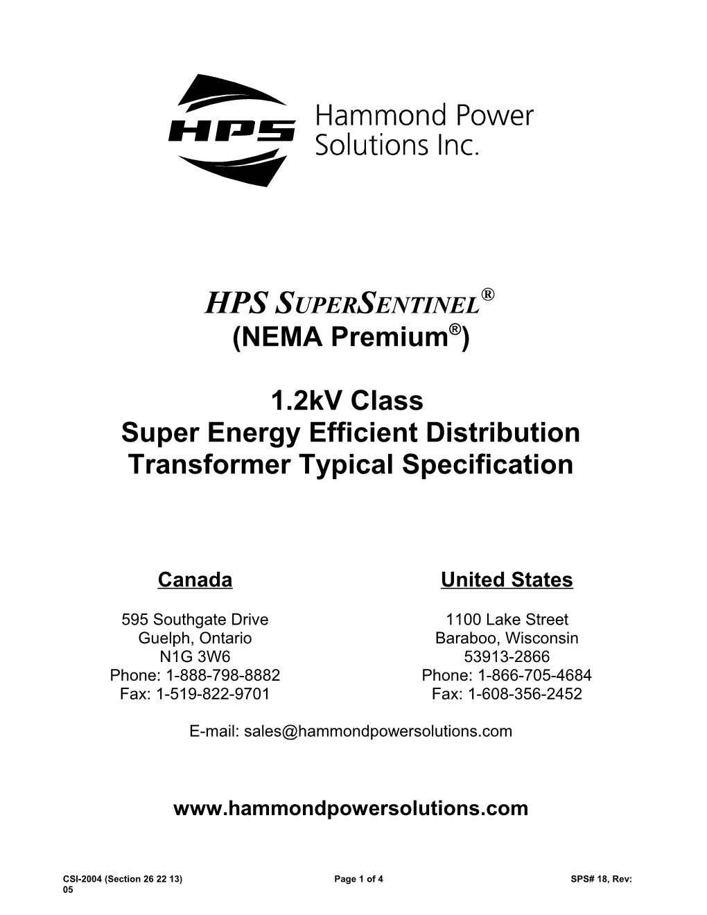 Super Energy Efficient Distribution Transformertypical Specification