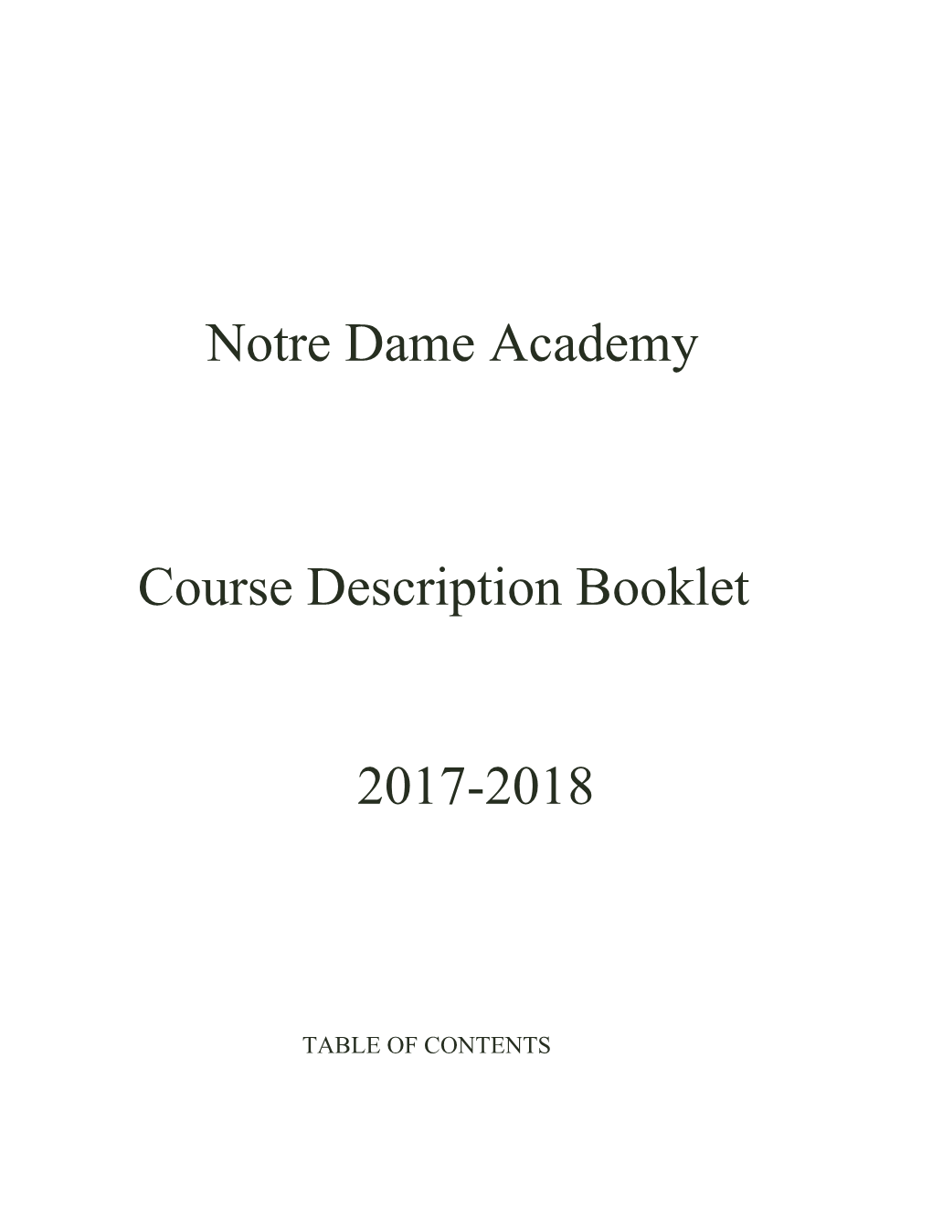 Course Description Booklet