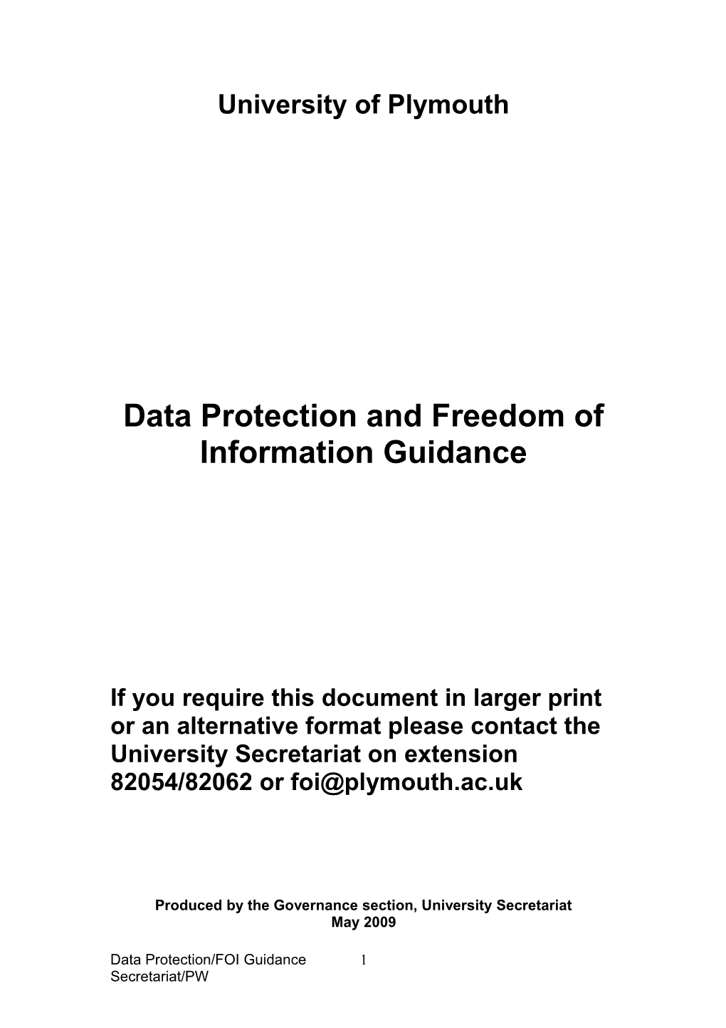 Data Protection and Freedom of Information Guidance