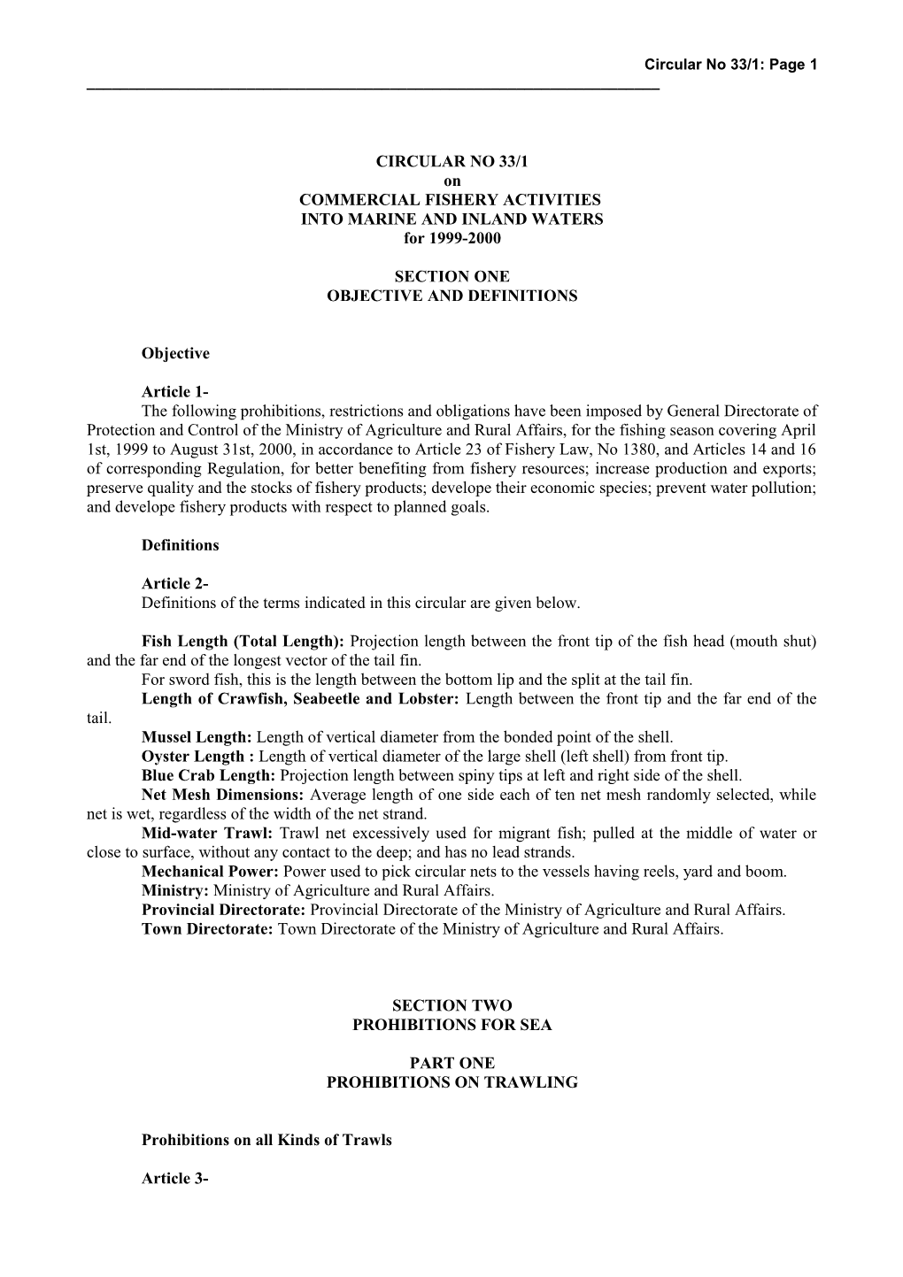 Circular No 33/1: Page 1