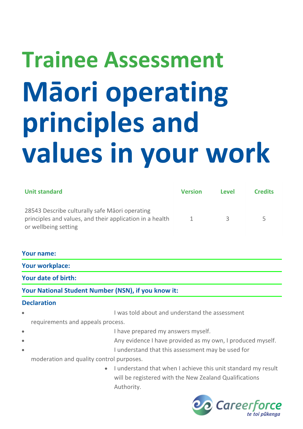 Māori Operating Principles and Values in Your Work