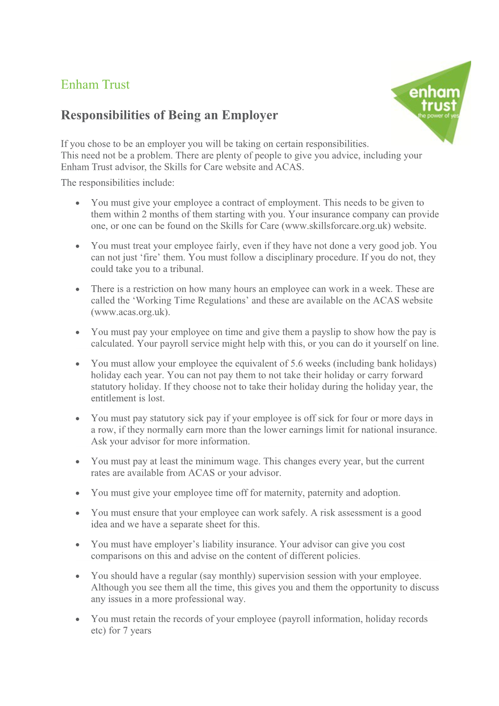 Responsibilities of Being an Employer