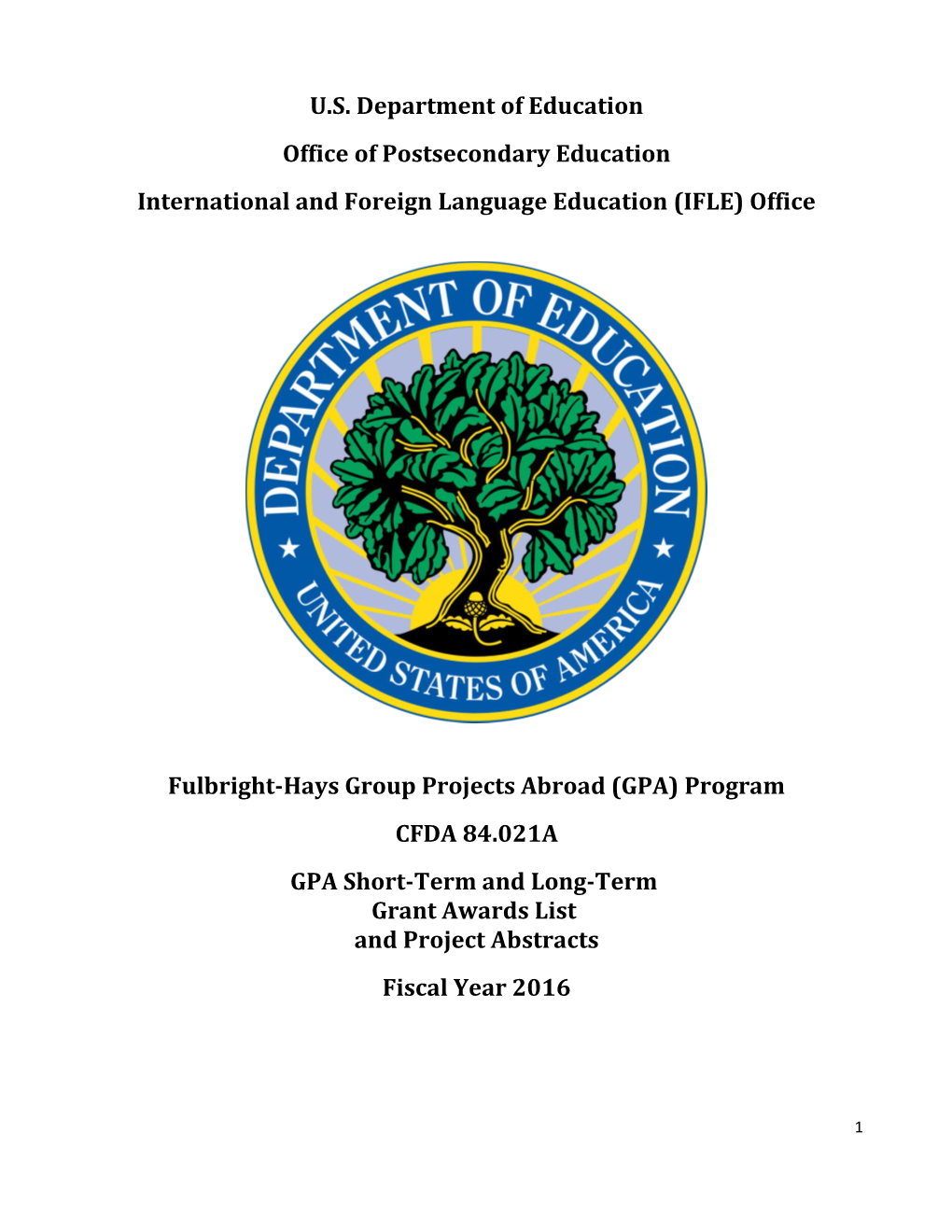 FY 2016 Project Abstracts Under the FH Group Projects Abroad Program (MS Word)