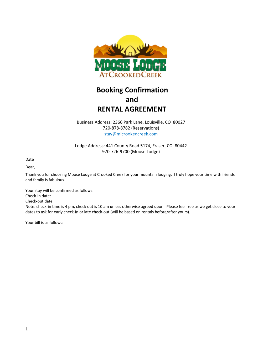 Camp Patch Rental Agreement