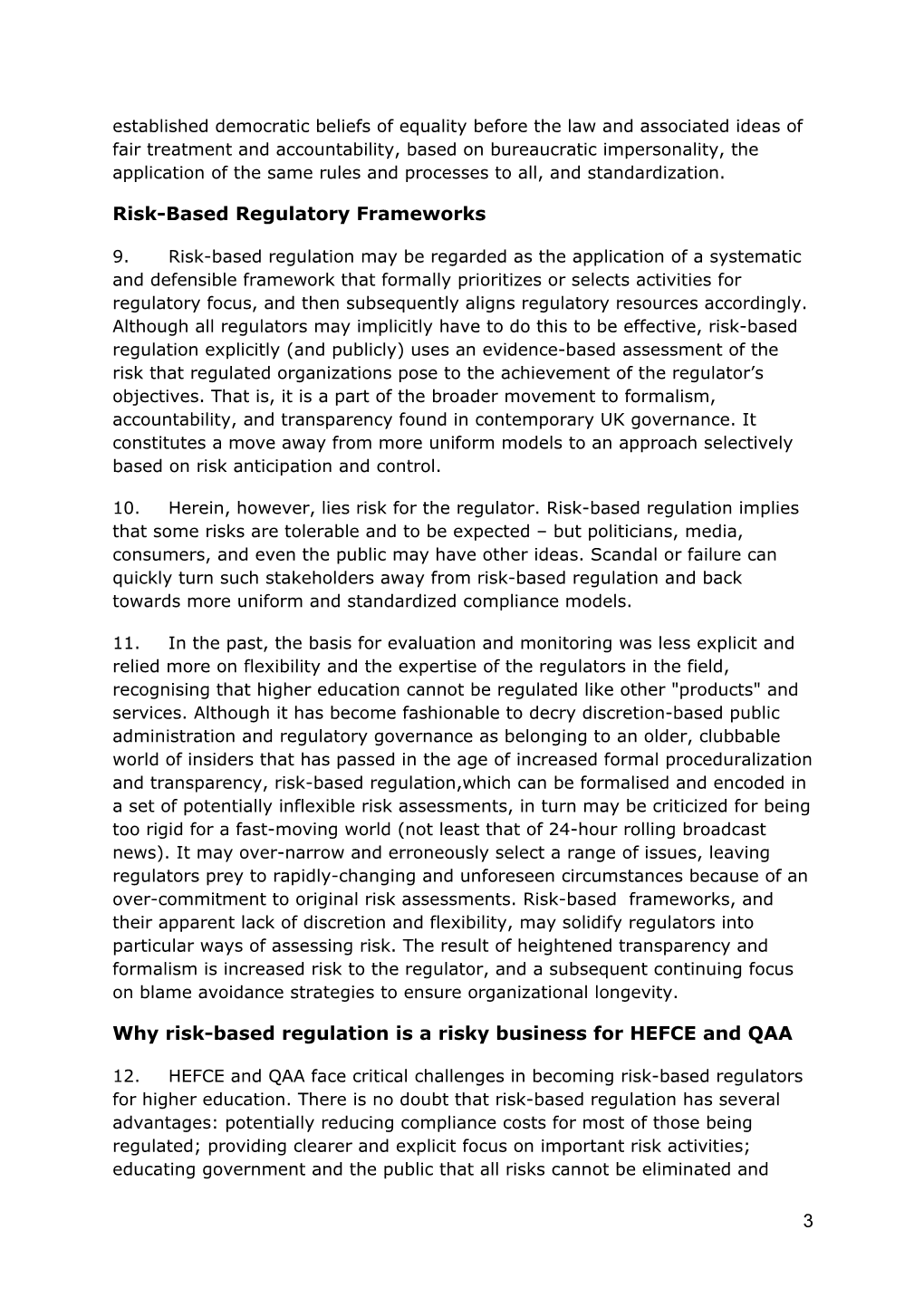The Risks of Risk-Based Regulation: the Regulatory Challenges of the Higher Education