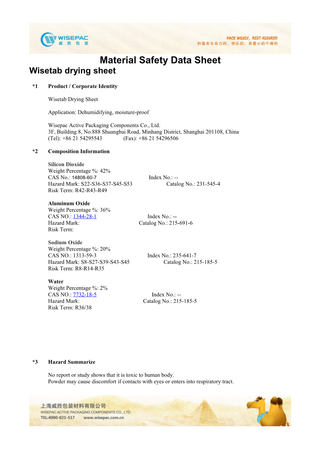 Wisetab Drying Sheet