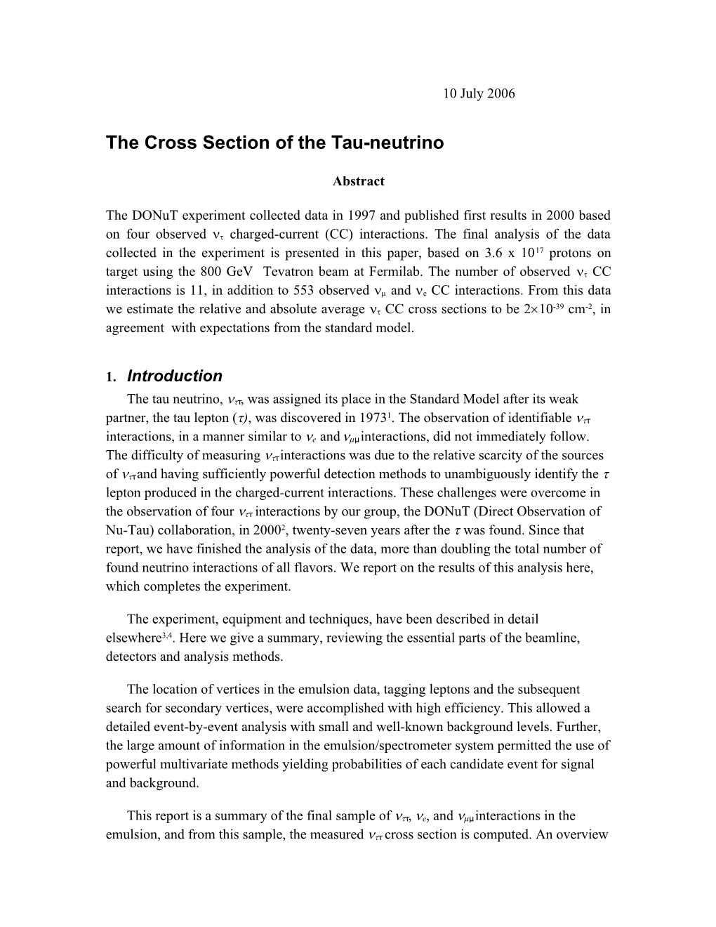 Tau-Neutrino Cross Section
