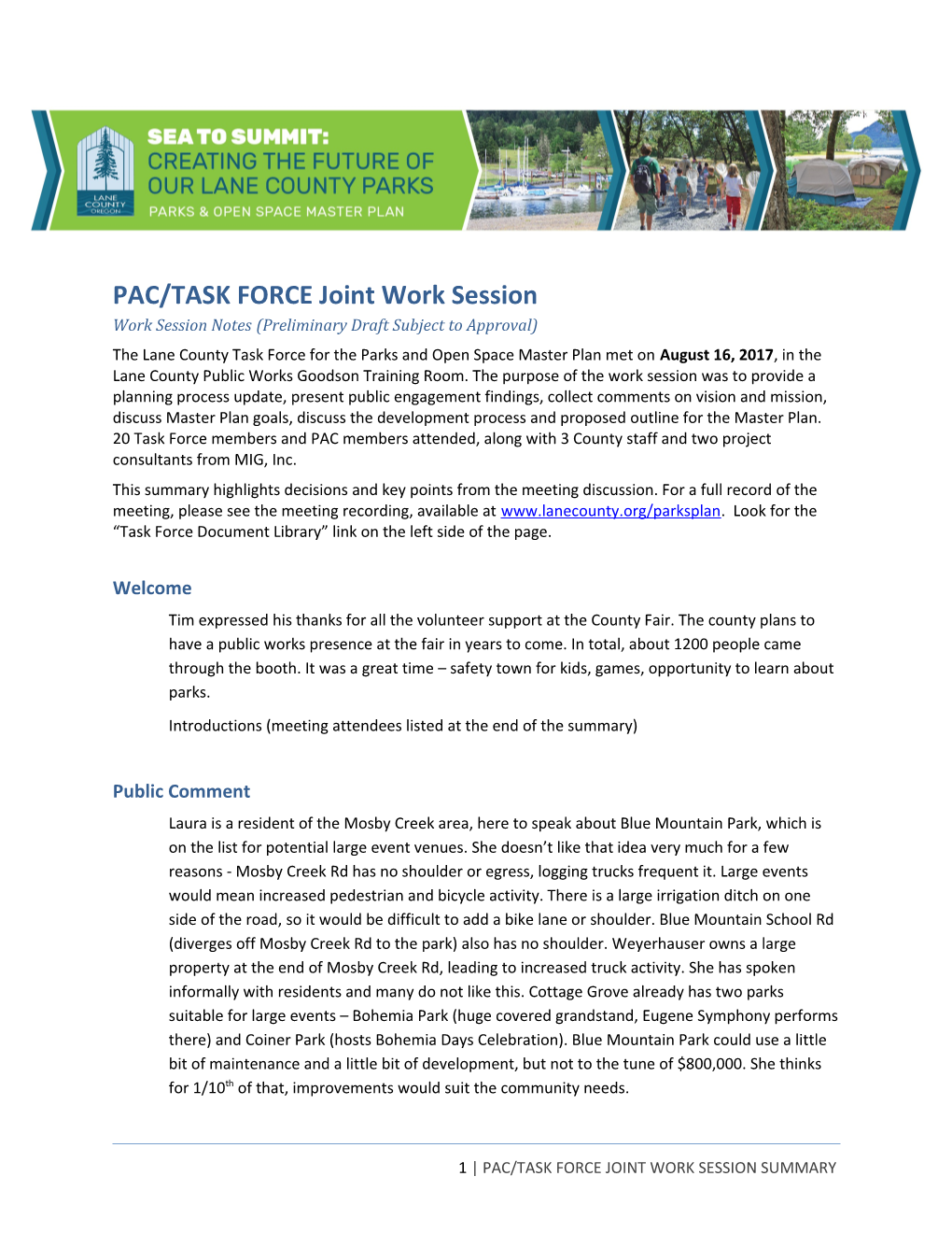 Lane County Parks & Open Space Master Plan