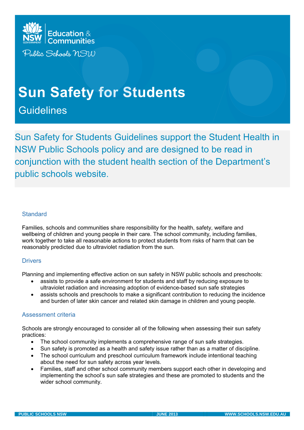 Sun Safety for Students Guidelines