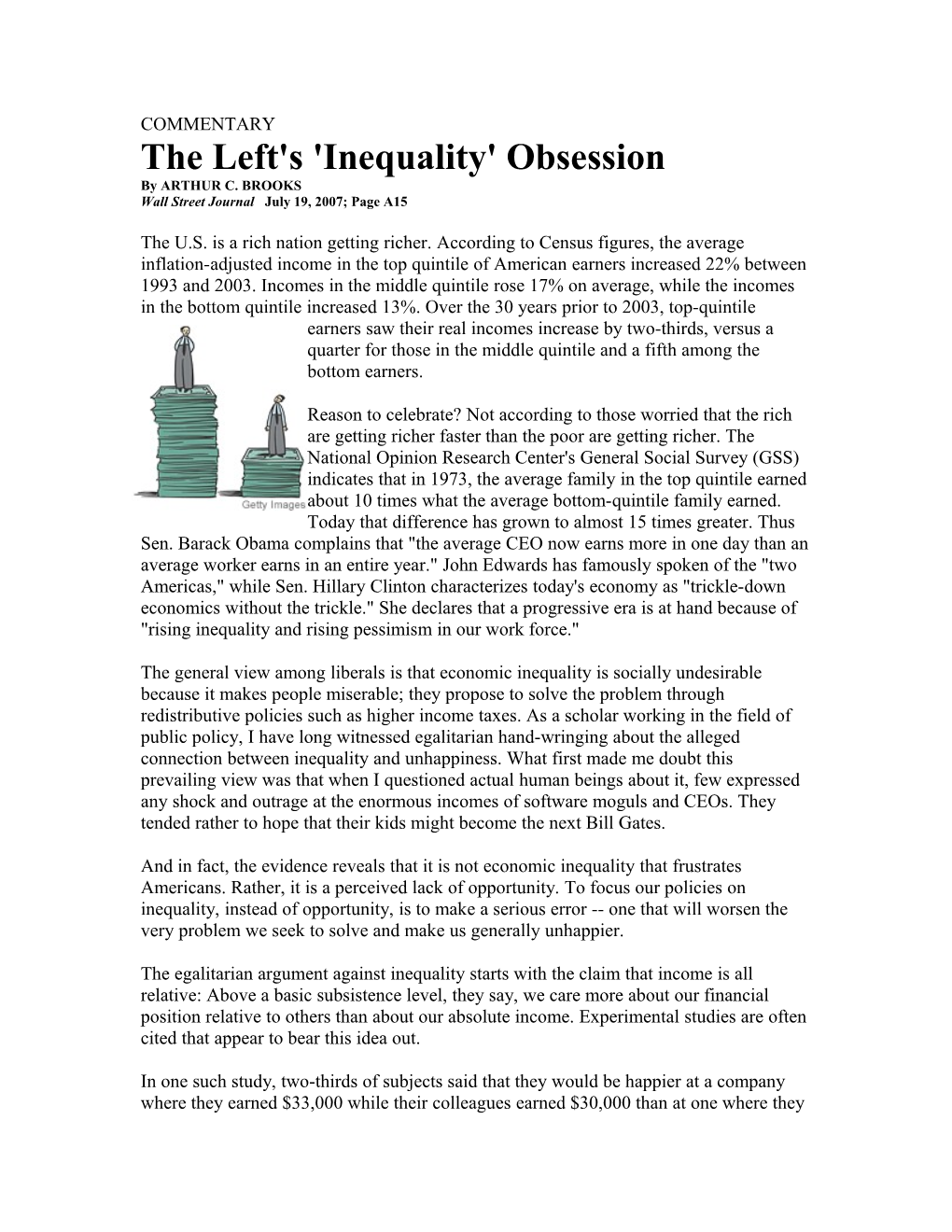 The Left's 'Inequality' Obsession