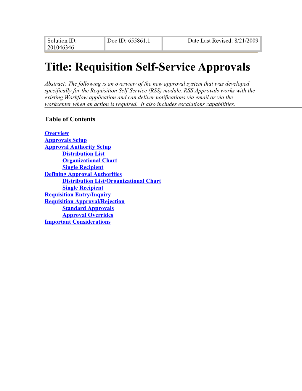 Title: Requisition Self-Serviceapprovals