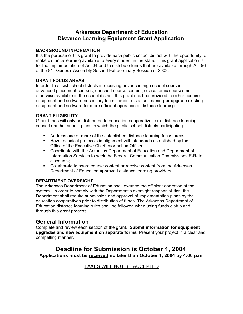 Distance Learning Grant Applications
