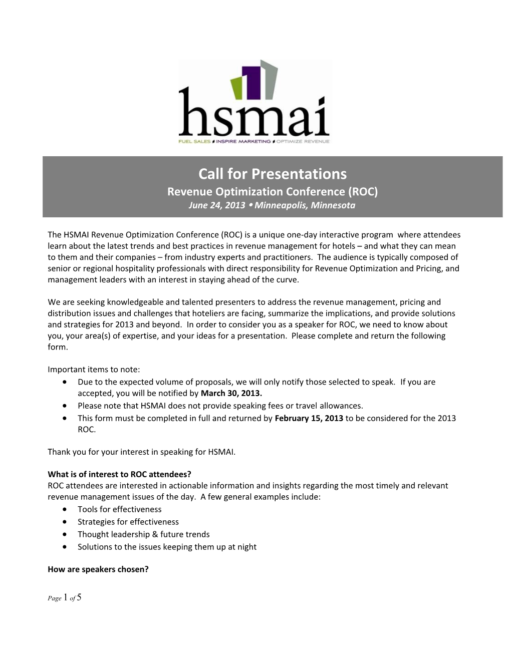 The HSMAI Revenue Optimization Conference (ROC) Is a Unique One-Day Interactive Program