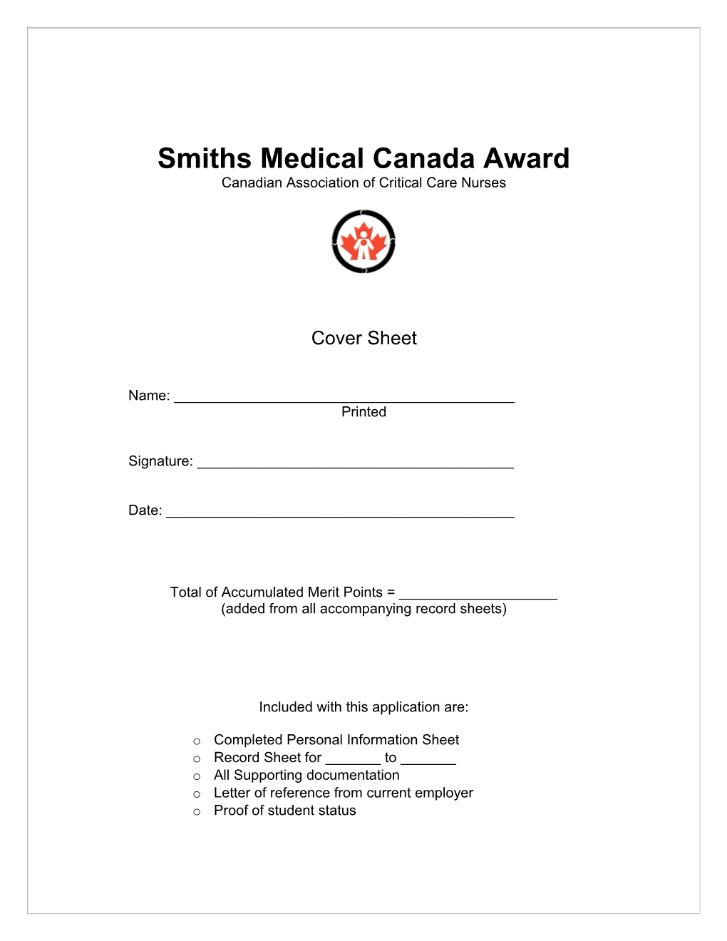 Smiths Medical Canada Award