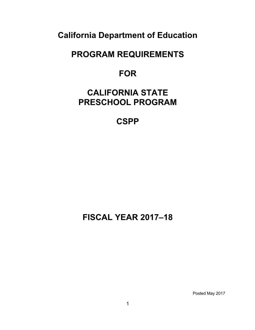 2017-18 CSPPP Prek and Family Literacy Full-Day - Child Development (CA Dept of Education)
