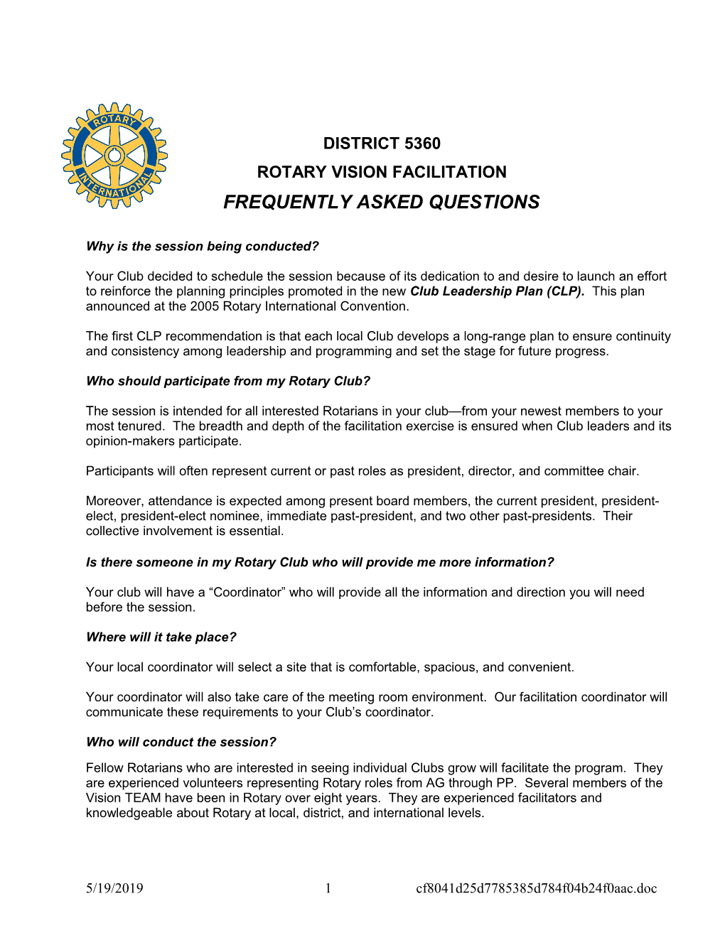 Rotary Vision Facilitation