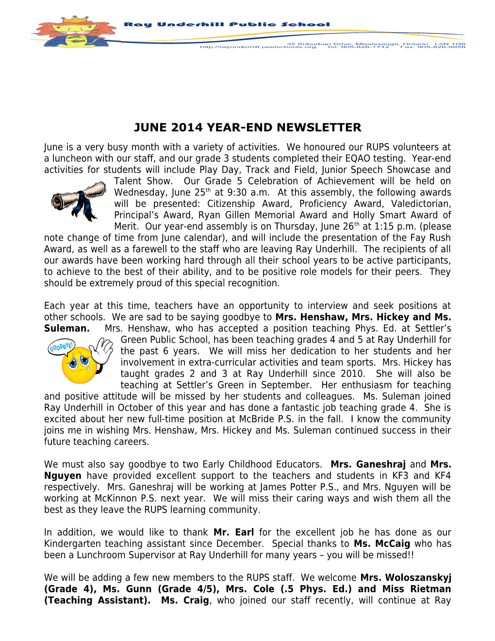 June 2014 Year-End Newsletter