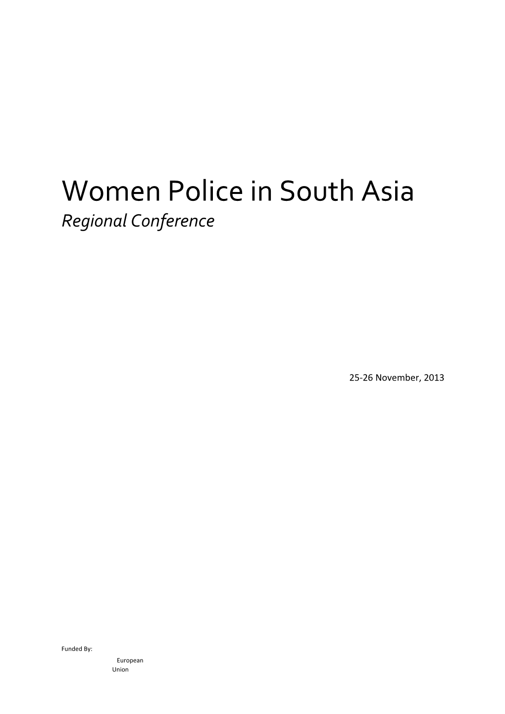 Women Police in South Asia